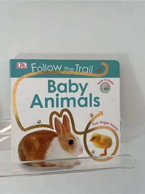 Follow the Trail: Baby Animals - White & Teal Picture Book